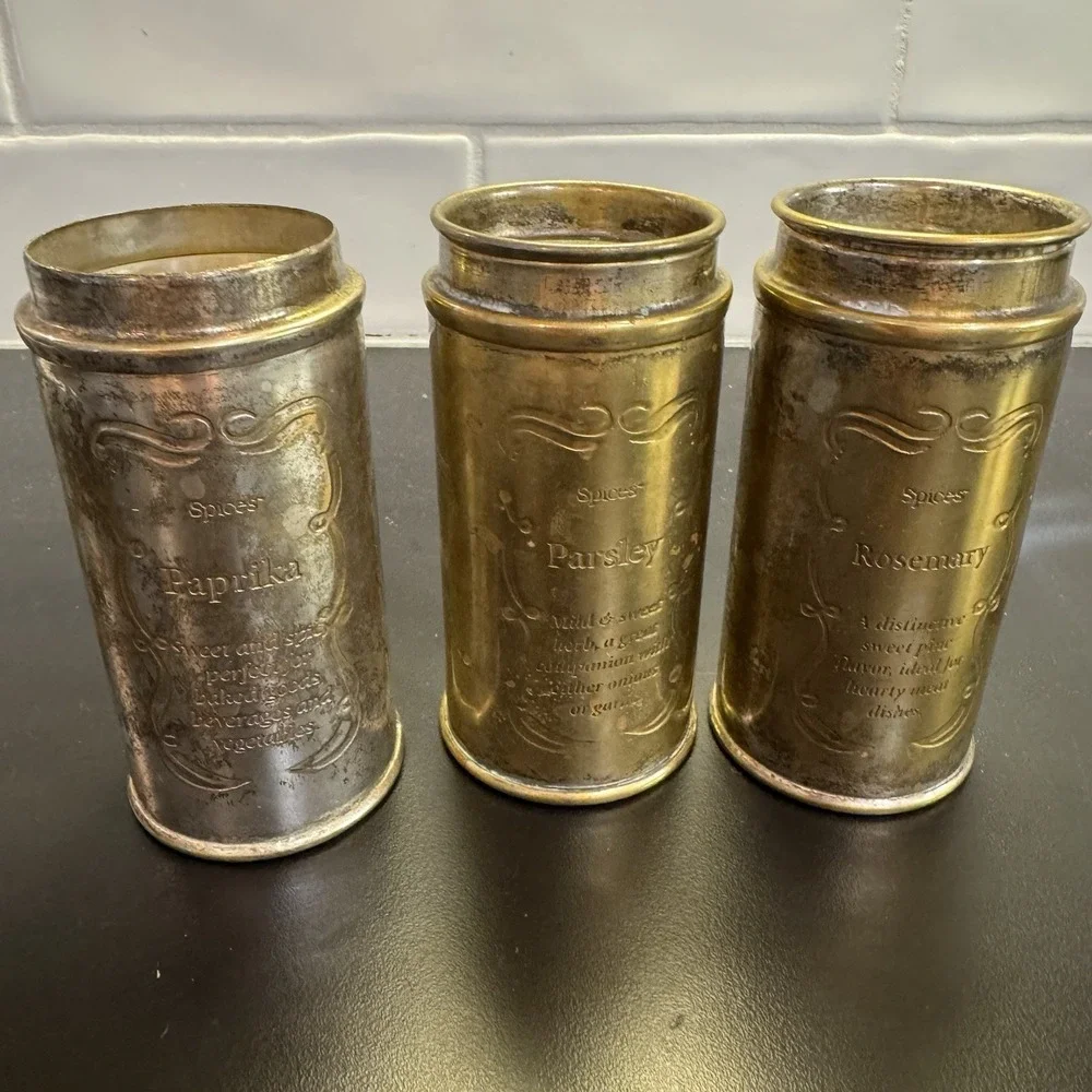 Lot Of 3 Antique  1920's Schilling Spices  Round Metal Tins Only 2‎ Have Lid